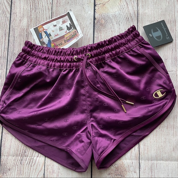 Champion Pants - Champion Satin Shorts with Gold Logo